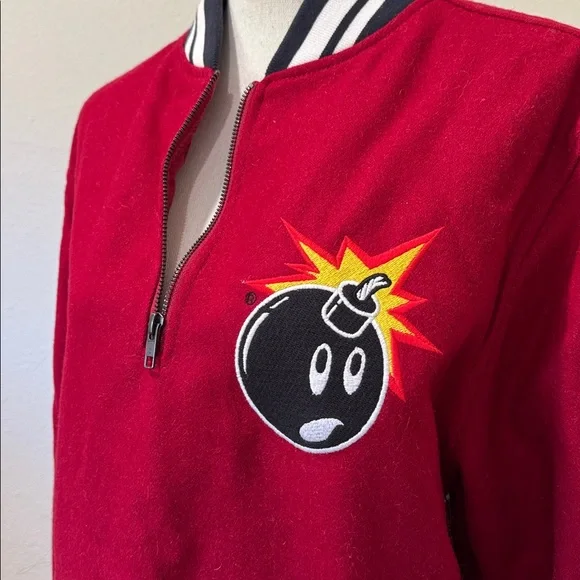The Hundreds wool Red Bomber Sweater Jacket Sz L